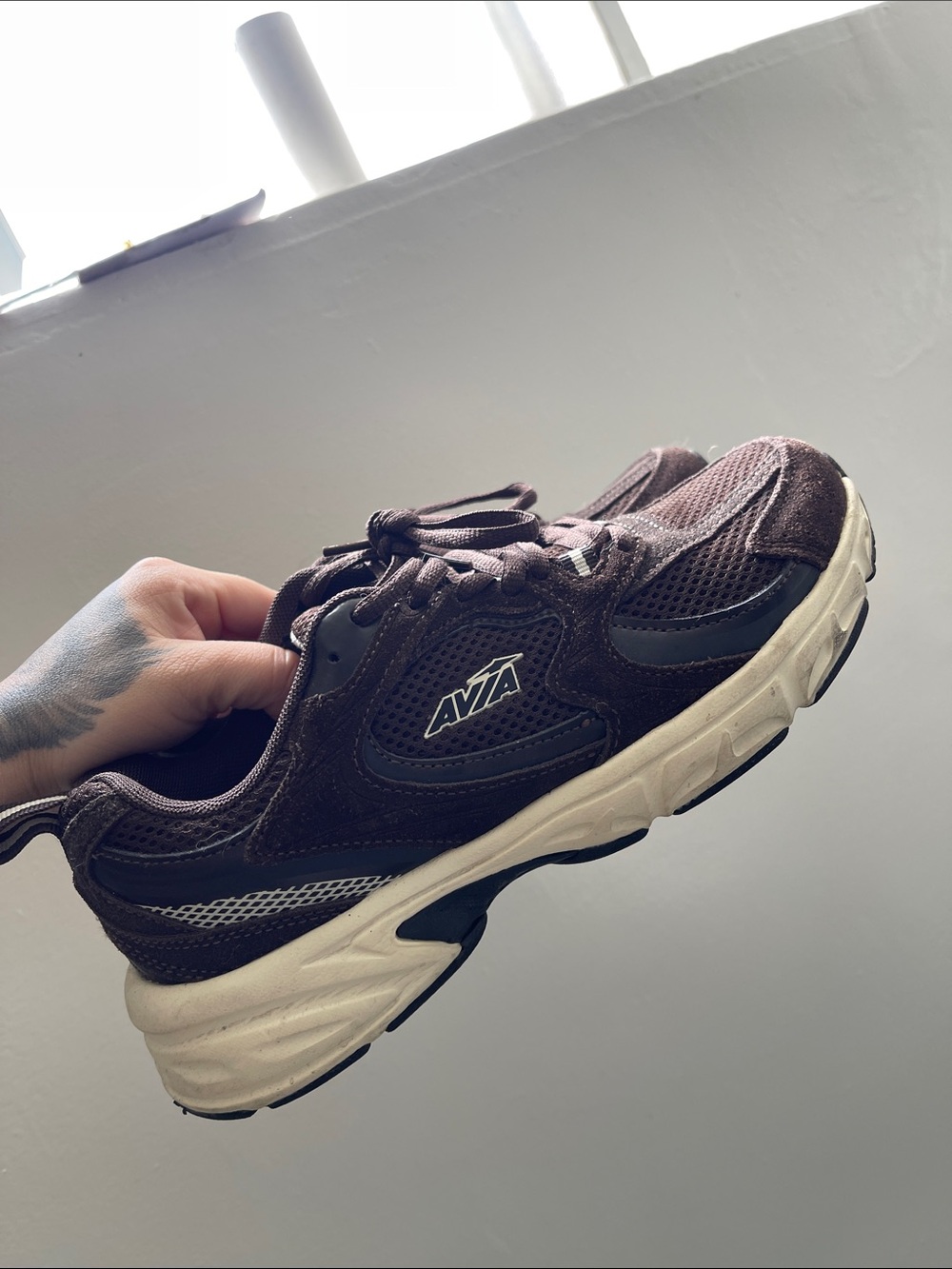 Avia Unisex Dark Brown and White Athletic Sneakers